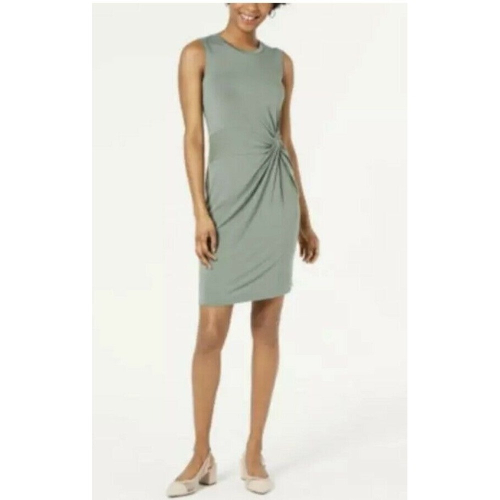 Maison Jules Twist-Front Draped Dress (Green, XL) Sleeveless NWT